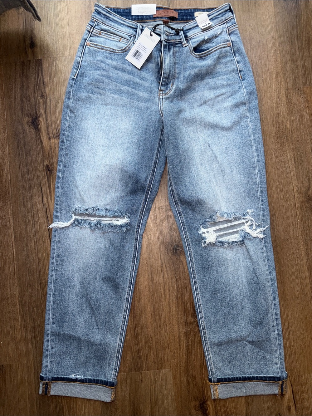 Judy Blue Light Blue Distressed Boyfriend Jeans